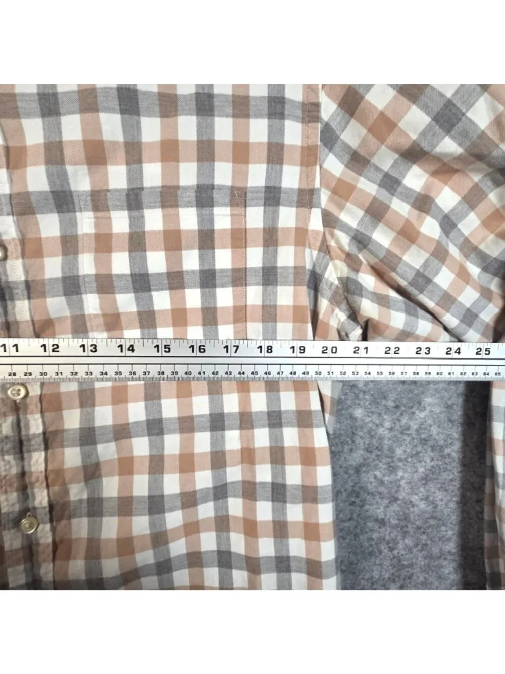 Banana Republic Men's Plaid Button-Down Shirt Orange Gray White L